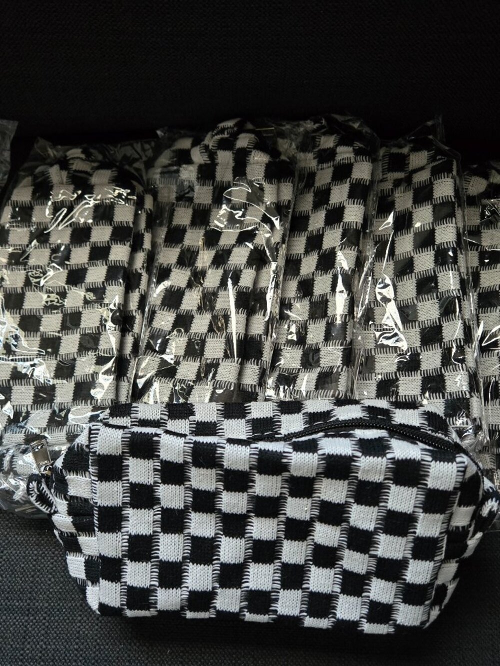 Black and white checkered makeup bags (6 total)
